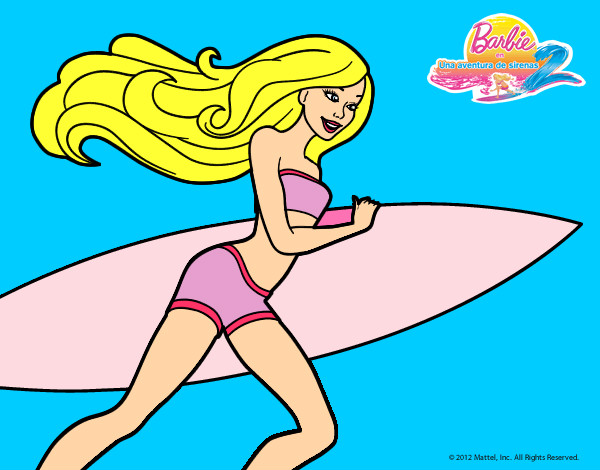 Dibujo Barbie corre al agua pintado por montses