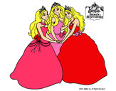 Dibujo Barbie y sus amigas princesas pintado por Leilen