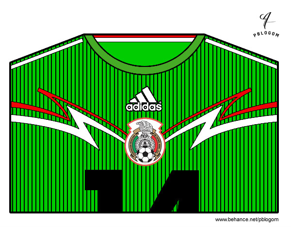Dibujo Camiseta del mundial de fútbol 2014 de México pintado por Jeyser