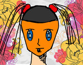 Dibujo Cara de chica con coletas pintado por apc10