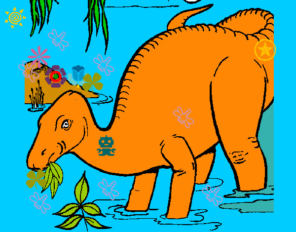 Dibujo Dinosaurio comiendo pintado por esamuelag