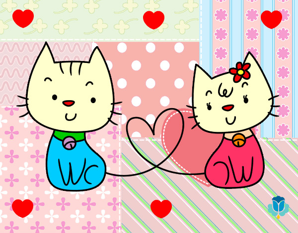 Dibujo Gatos enamorados pintado por TAKEN