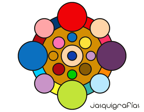 Dibujo Mandala con redondas pintado por coromoto