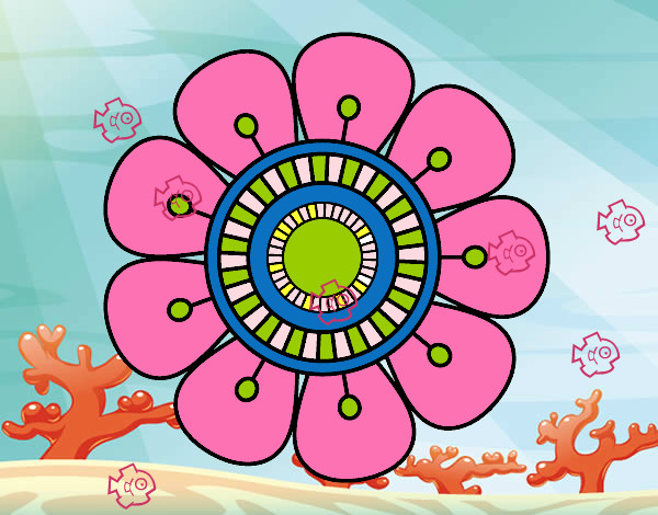Dibujo Mandala en forma de flor pintado por REINALD