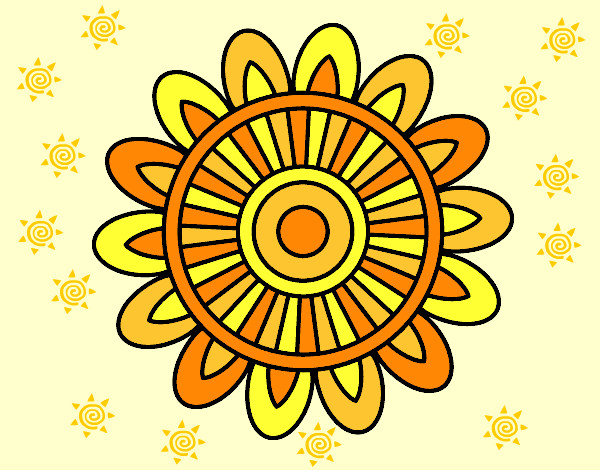 Dibujo Mandala solar pintado por coromoto