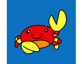 Dibujo Acuarel el cangrejo pintado por peces