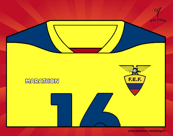 Dibujo Camiseta del mundial de fútbol 2014 de Ecuador pintado por horus154