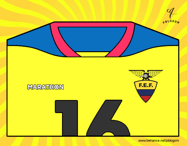 Dibujo Camiseta del mundial de fútbol 2014 de Ecuador pintado por xavip