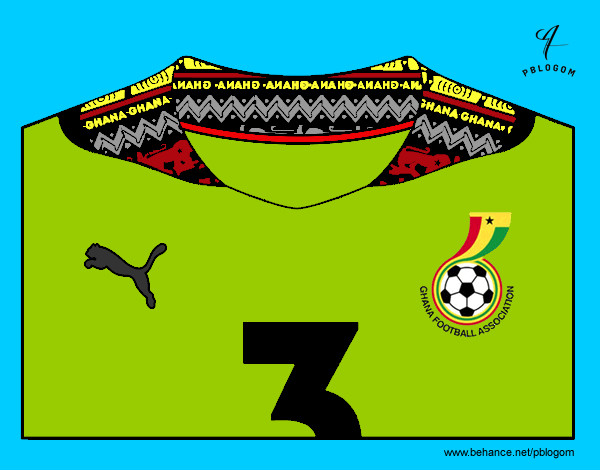 Camiseta del mundial de fútbol 2014 de Ghana