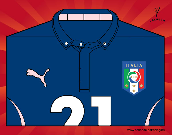 Dibujo Camiseta del mundial de fútbol 2014 de Italia pintado por horus154