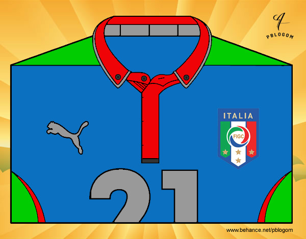 Dibujo Camiseta del mundial de fútbol 2014 de Italia pintado por lauraviane