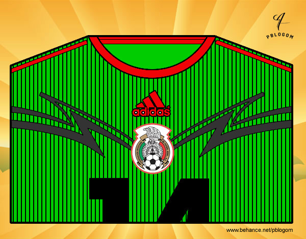 Dibujo Camiseta del mundial de fútbol 2014 de México pintado por lauraviane