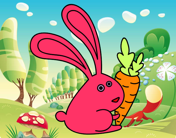 Dibujo Conejo con zanahoria pintado por miley15
