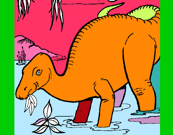 Dibujo Dinosaurio comiendo pintado por Eze2010