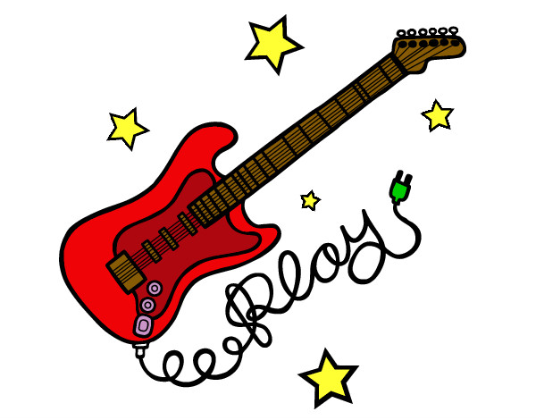 Dibujo Guitarra y estrellas pintado por diana2