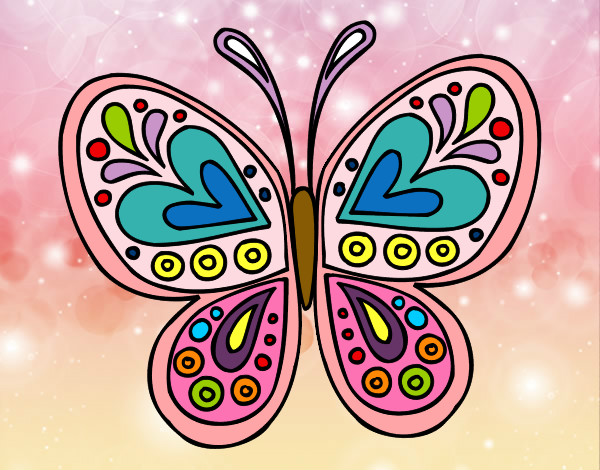 Dibujo Mandala mariposa pintado por laucar