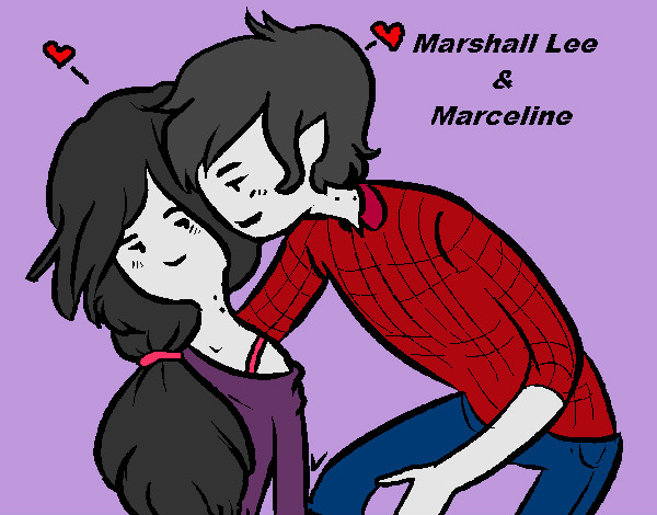 Dibujo Marshall Lee y Marceline pintado por InvaderBel