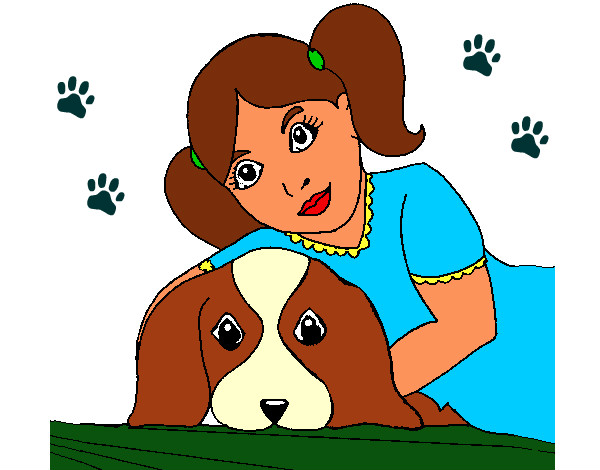 Dibujo Niña abrazando a su perro pintado por Judith777