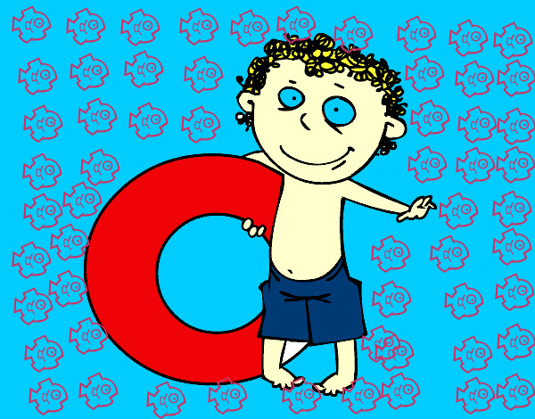 Dibujo Niño con flotador pintado por cristian18