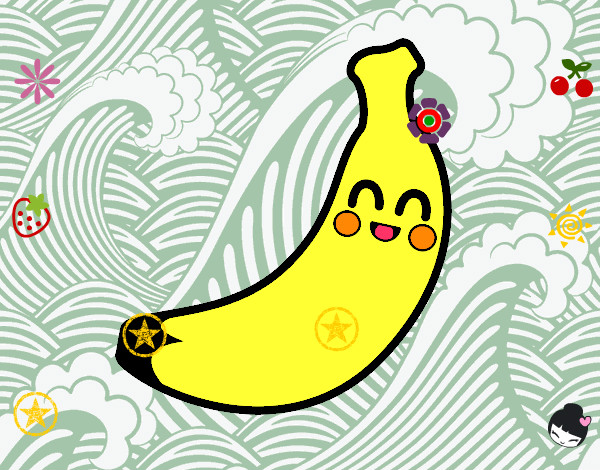 Dibujo Plátano de Canarias pintado por neiva