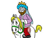 Dibujo Rey Gaspar a caballo pintado por diana2