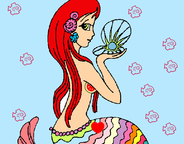 Dibujo Sirena y perla pintado por k1mga