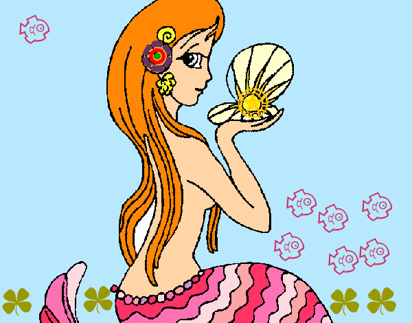 Dibujo Sirena y perla pintado por miriam18