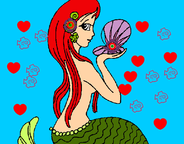 Dibujo Sirena y perla pintado por Sofia1203