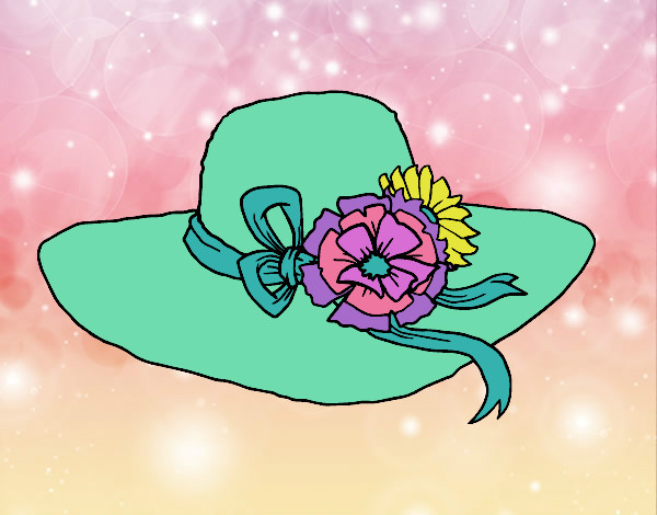 Dibujo Sombrero con flores pintado por blanca