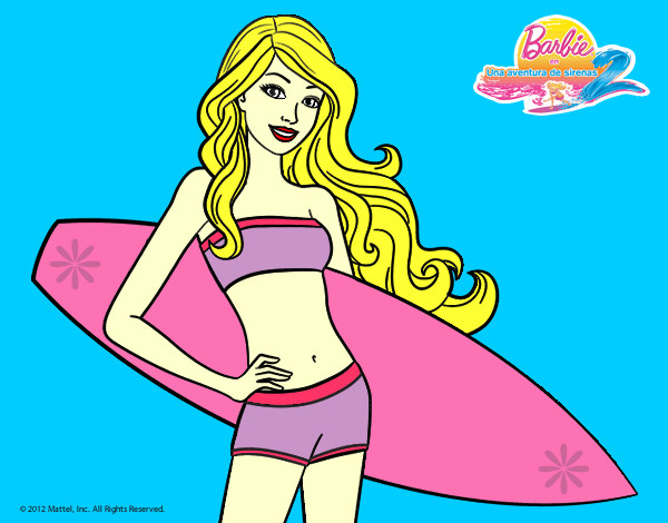 Dibujo Barbie con tabla de surf pintado por valeriaz