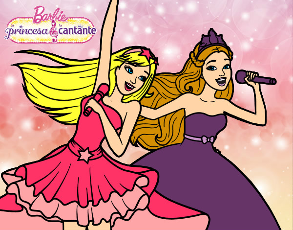 Dibujo Barbie y la princesa cantando pintado por mar231002