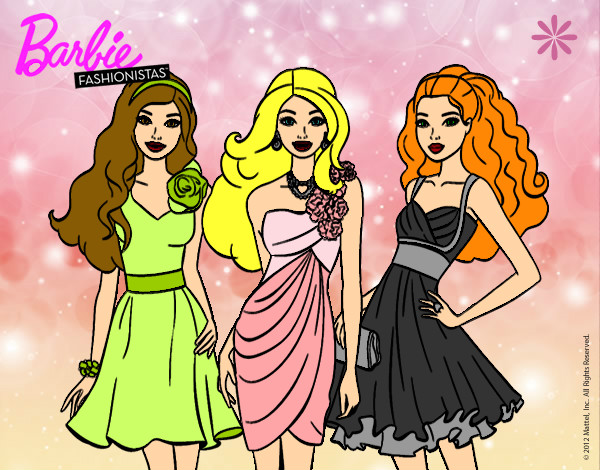 Dibujo Barbie y sus amigas vestidas de fiesta pintado por natalya_mc
