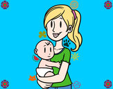 Dibujo En brazos de mamá pintado por Josefina4