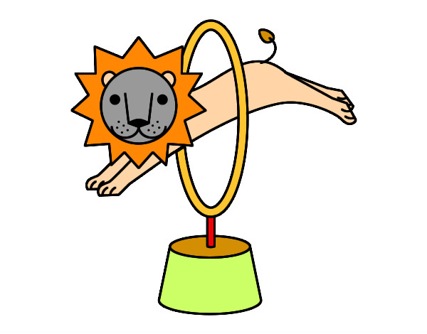 Dibujo León saltando pintado por xeniamo