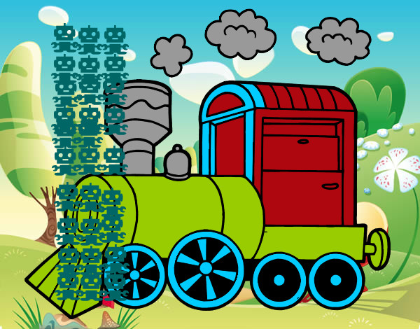 Dibujo Locomotora de vapor pintado por saju