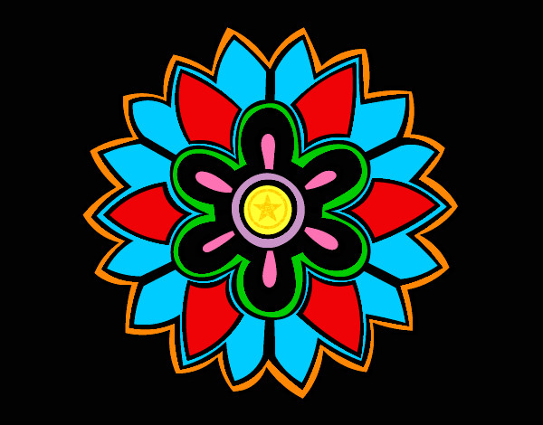 Dibujo Mándala con forma de flor weiss pintado por serllio3