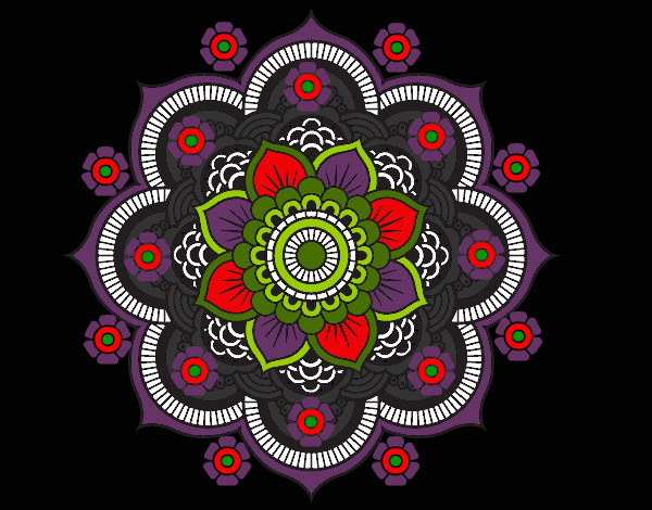 Dibujo Mandala flor oriental pintado por blanca