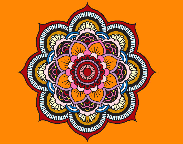 Dibujo Mandala flor oriental pintado por deruvo