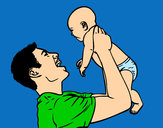 Dibujo Padre y bebé pintado por amalia