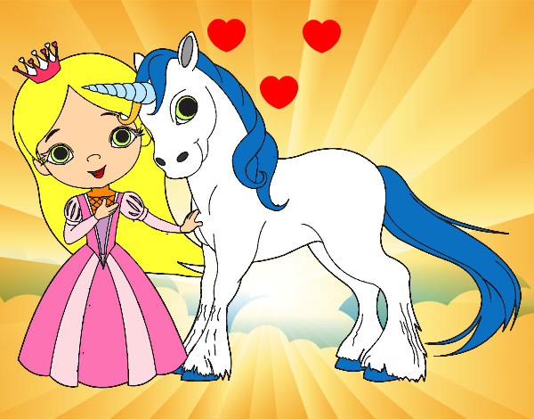 Dibujo Princesa y unicornio pintado por supermati