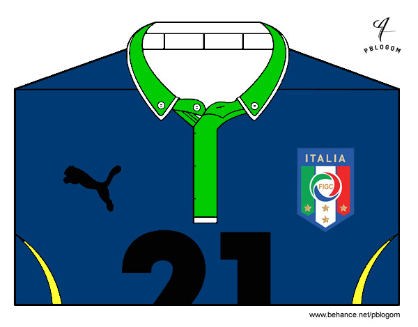 Dibujo Camiseta del mundial de fútbol 2014 de Italia pintado por matro777