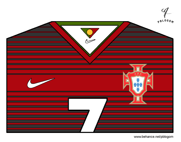 Dibujo Camiseta del mundial de fútbol 2014 de Portugal pintado por joaco123