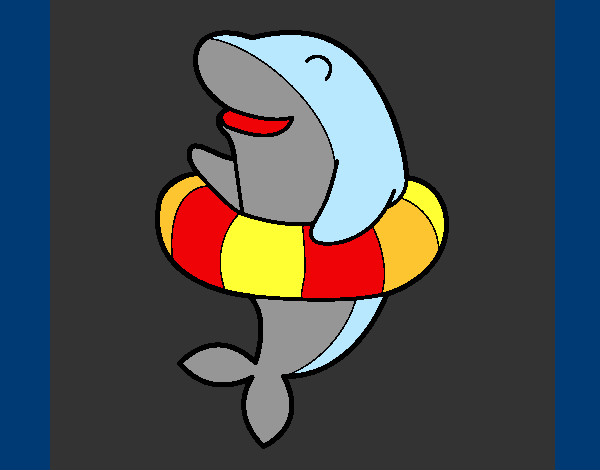 Dibujo Delfín con flotador pintado por tosimira