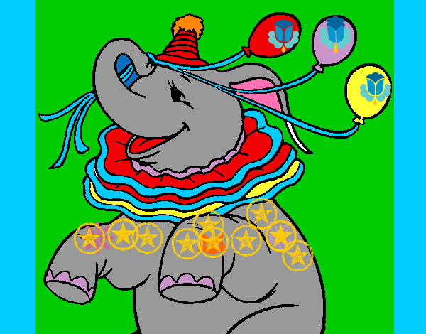 Dibujo Elefante con 3 globos pintado por pavorreal 