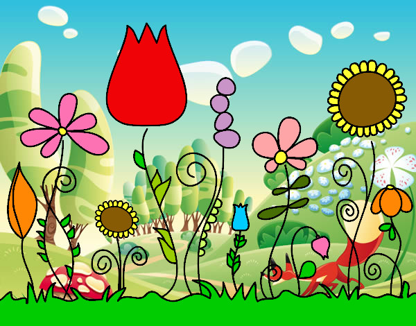 Dibujo Flores del bosque pintado por Minions