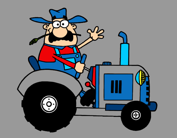 Granjero en su tractor