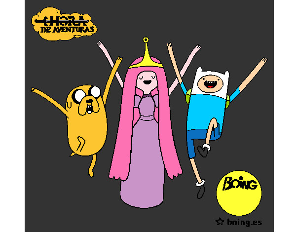 Dibujo Jake, Princesa Chicle y Finn pintado por manuxxx123