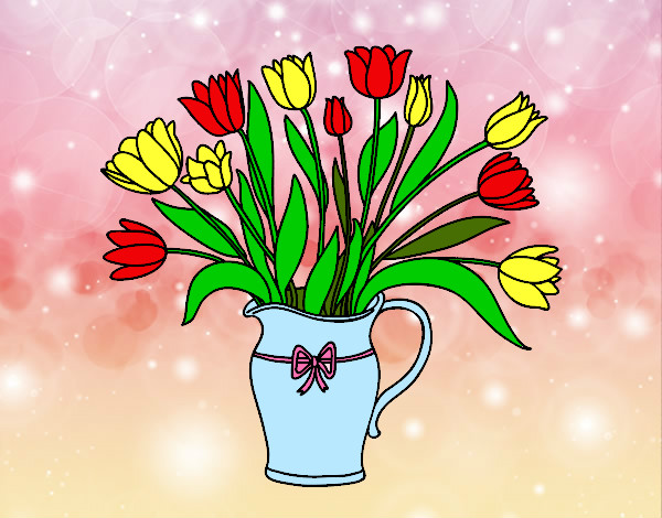 Dibujo Jarrón de tulipanes pintado por LIRIOREUS