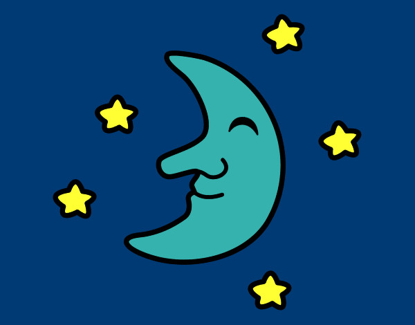 Dibujo Luna con estrellas pintado por tosimira