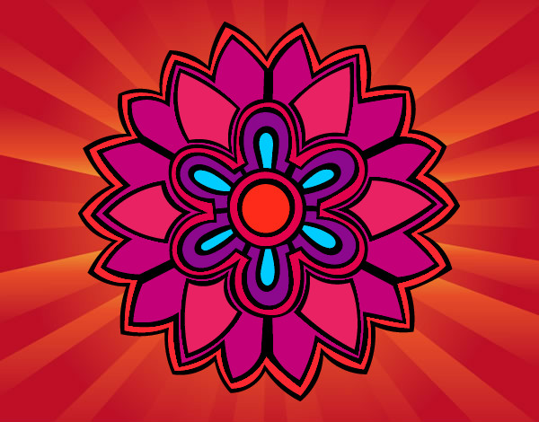 Dibujo Mándala con forma de flor weiss pintado por Guadalupe2